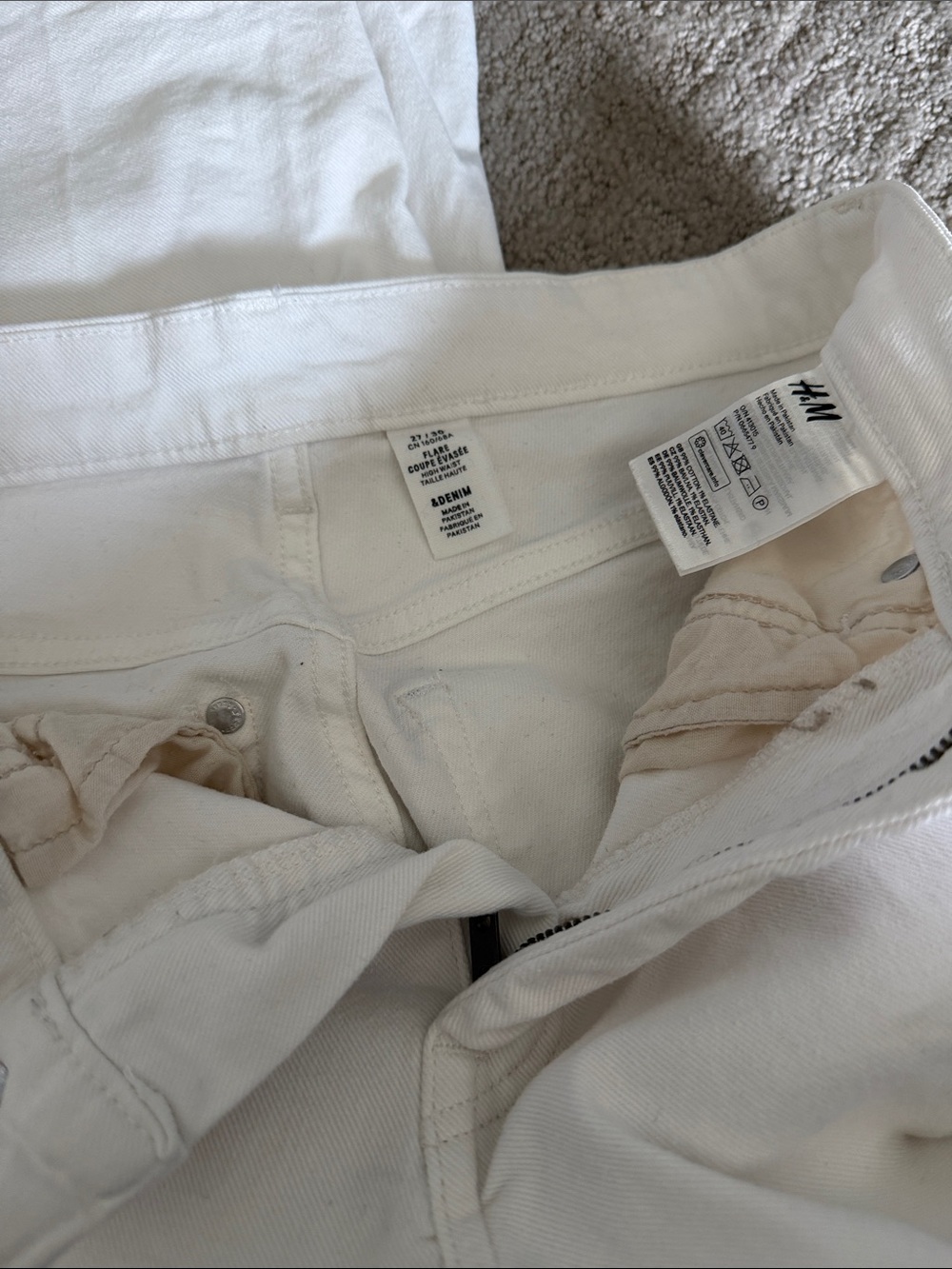 H&M Cream High-Rise Women's Jeans